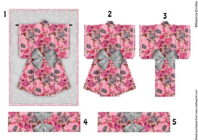 A6 Summer Floral Kimono Card in Silver Decoupage