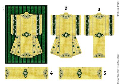 A6 Pearl Passion Kimono Card in Green Decoupage