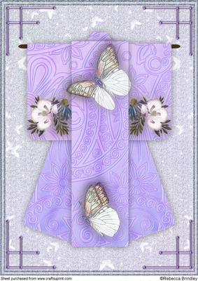 A4 Beautiful Butterfly Kimono Card in Purple