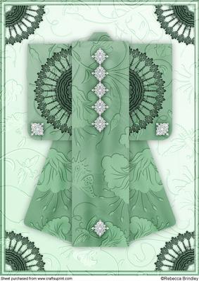 A4 Sheer Elegance Kimono Card in Green