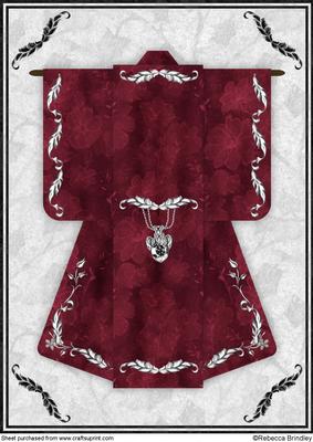 A4 Little Gem Kimono Card in Red