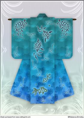 A4 Sealife Kimono Card in Turquoise