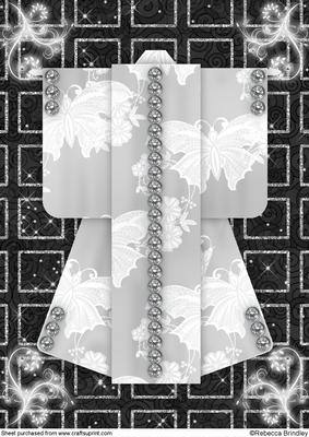 A4 Sparkling Night Kimono Card in Monochrome