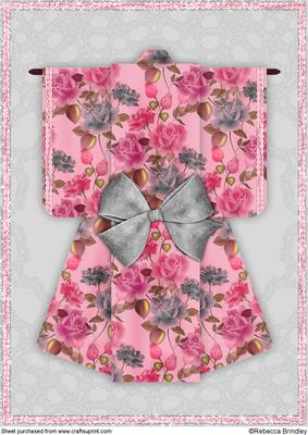 A4 Summer Floral Kimono Card in Silver