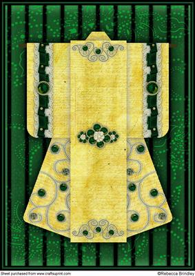 A4 Pearl Passion Kimono Card in Green