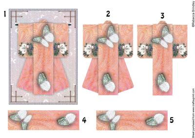 A6 Beautiful Butterfly Kimono Card in Orange Decoupage