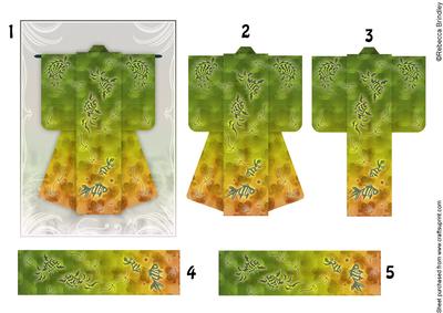 A6 Sealife Kimono Card in Green Amber Decoupage