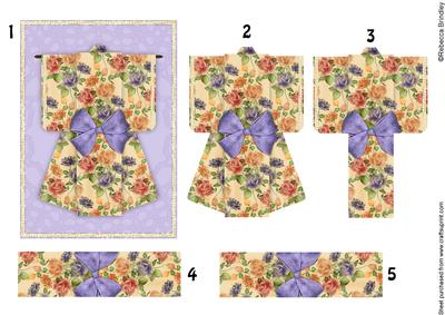 A6 Summer Floral Kimono Card in Lilac Decoupage
