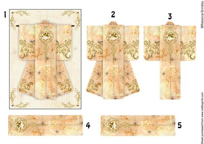 A6 Diamond Flourish Kimono Card in Orange Decoupage