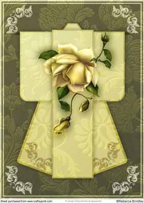 A4 Rose Delight Kimono Card in Gold