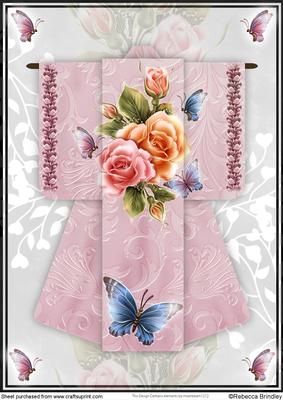A4 Fantasy Rose Kimono Card in Pink