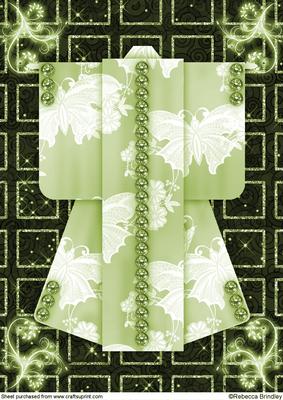 A4 Sparkling Night Kimono Card in Green