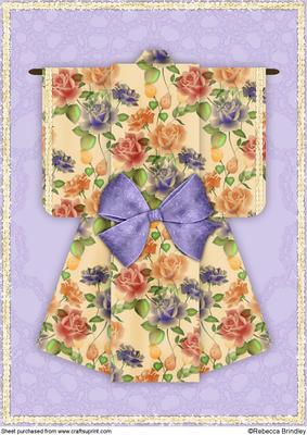 A4 Summer Floral Kimono Card in Lilac