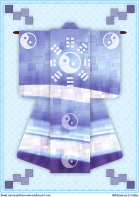 A4 Yingyang Dreams Kimono Card in Blue
