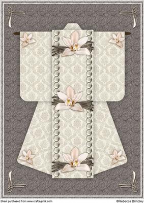 A4 Opulent Orchid Kimono Card in Beige