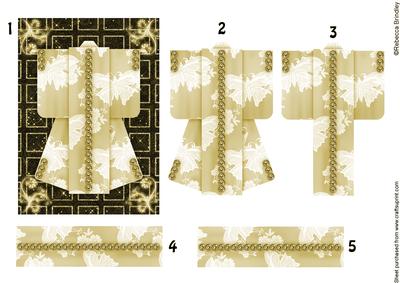 A6 Sparkling Night Kimono Card in Gold Decoupage
