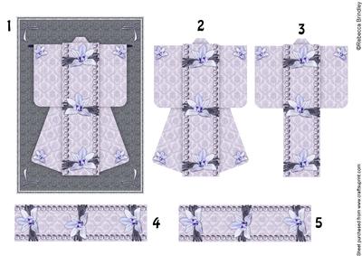 A6 Opulent Orchid Kimono Card in Lilac Decoupage