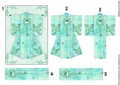 A6 Diamond Flourish Kimono Card in Turquoise Decoupage