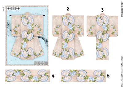 A6 Flutterby Fantasy Kimono Card in Blue Decoupage