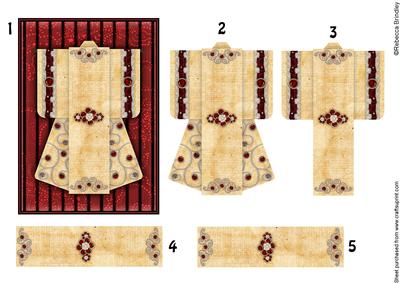 A6 Pearl Passion Kimono Card in Red Decoupage