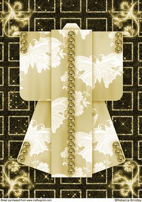 A4 Sparkling Night Kimono Card in Gold