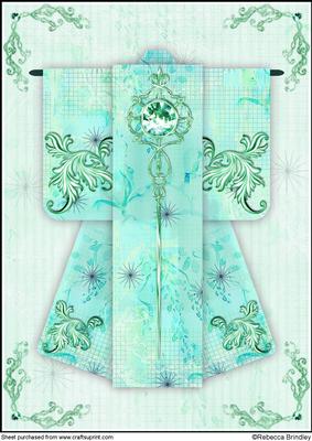 A4 Diamond Flourish Kimono Card in Turquoise