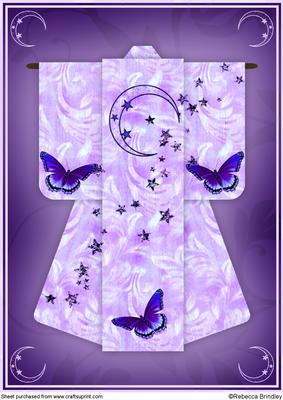 A4 Butterfly Moon Kimono Card in Purple