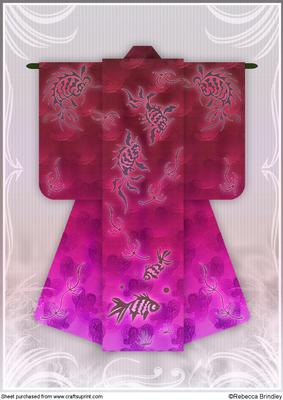 A4 Sealife Kimono Card in Pink