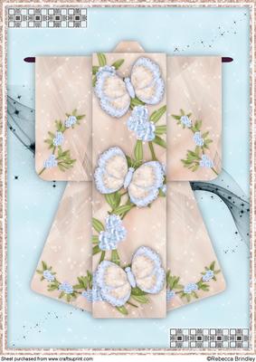 A4 Flutterby Fantasy Kimono Card in Blue