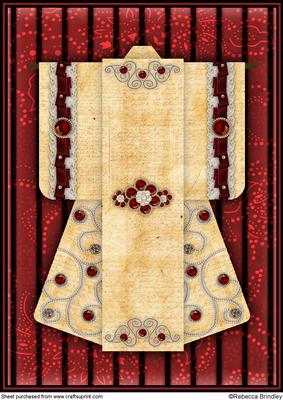 A4 Pearl Passion Kimono Card in Red