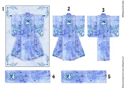 A6 Diamond Flourish Kimono Card in Blue Decoupage