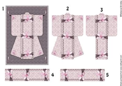 A6 Opulent Orchid Kimono Card in Pink Decoupage