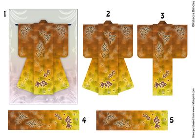 A6 Sealife Kimono Card in Copper Decoupage