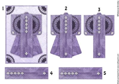 A6 Sheer Elegance Kimono Card in Purple Decoupage