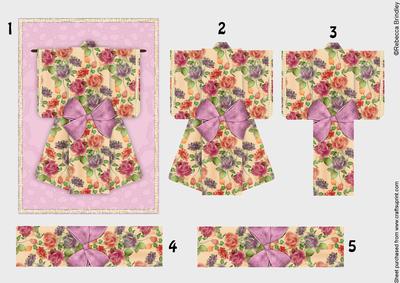 A6 Summer Floral Kimono Card in Pink Decoupage