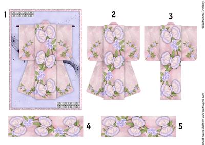 A6 Flutterby Fantasy Kimono Card in Purple Decoupage