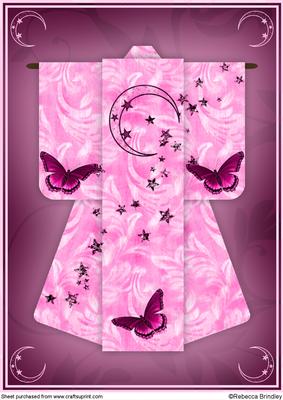 A4 Butterfly Moon Kimono Card in Pink