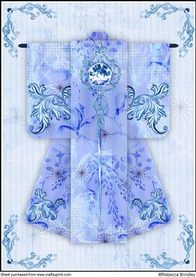 A4 Diamond Flourish Kimono Card in Blue