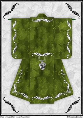 A4 Little Gem Kimono Card in Green