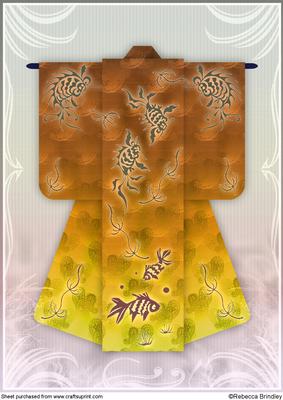 A4 Sealife Kimono Card in Copper