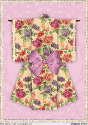 A4 Summer Floral Kimono Card in Pink