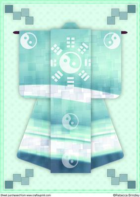 A4 Yingyang Dreams Kimono Card in Aquamarine