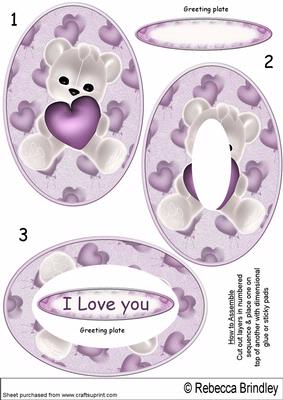 Purple Love Bear Inverted Pyramid