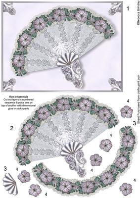 Baroque Fan in Lavender Decoupage