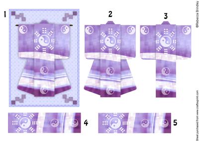 A6 Yingyang Dreams Kimono Card in Purple Decoupage