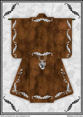 A4 Little Gem Kimono Card in Brown