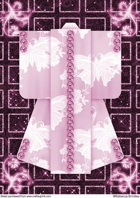 A4 Sparkling Night Kimono Card in Pink