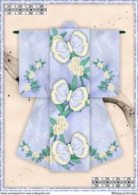 A4 Flutterby Fantasy Kimono Card in Peach