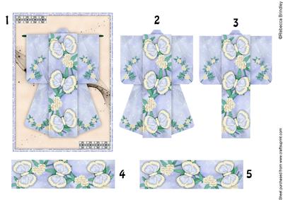 A6 Flutterby Fantasy Kimono Card in Peach Decoupage