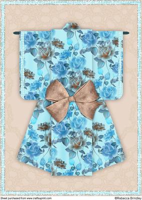 A4 Summer Floral Kimono Card in Coffee